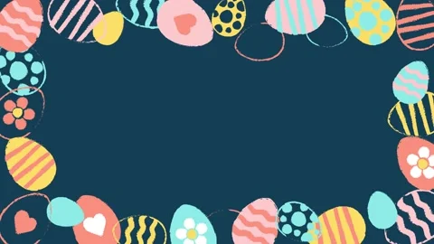 Frame animation with Easter eggs in a doodle style on a dark background Stock Footage 234690993