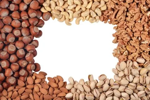 Frame of assorted nuts Stock Photos