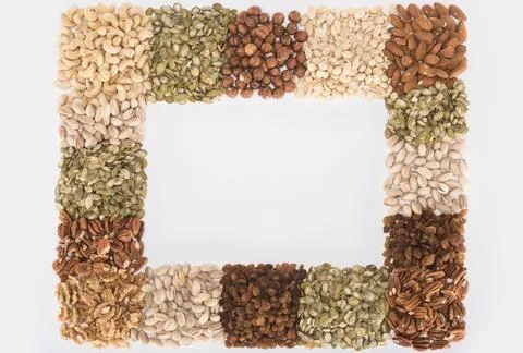 Frame from assorted nuts Stock Photos