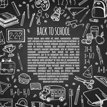 Frame back to school on chalk board vector Stock Illustration