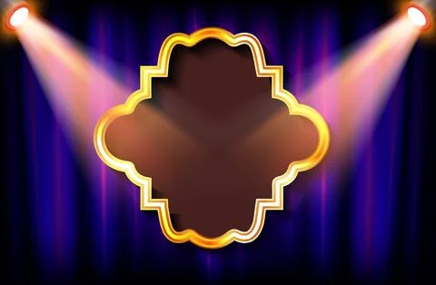 Frame on the background of a blue curtain Stock Illustration