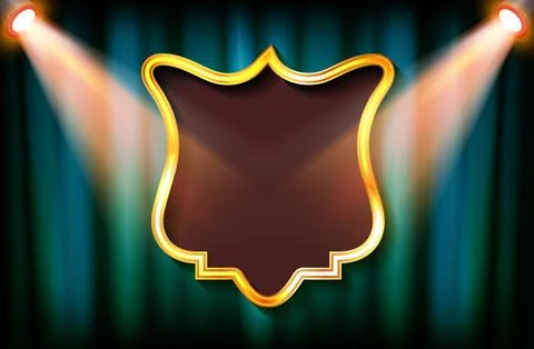 Frame on the background of a blue curtain Stock Illustration