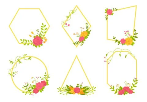 Frame background card set design floral element Stock Illustration