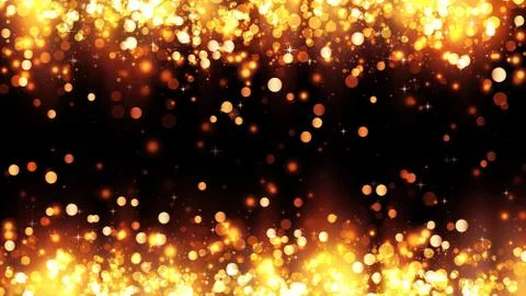 Frame, background golden particles, magic highlights. Golden glitter particles Illustrazione stock