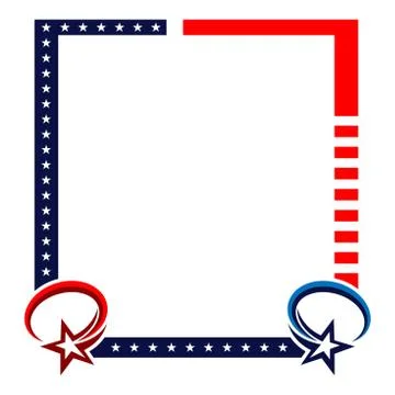 Frame background with red stripes and stars of the US flag Stock Illustration