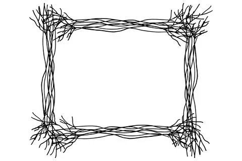 Frame from bare branches in hand drawn style. Vector illustration Stock Illustration