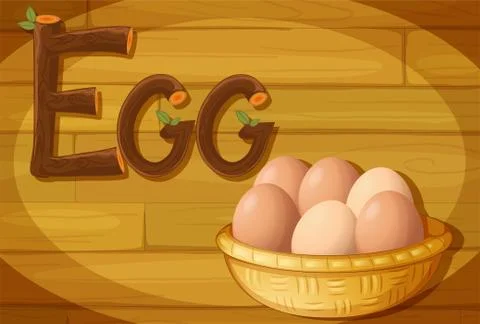 A frame with a basket of eggs Stock Illustration