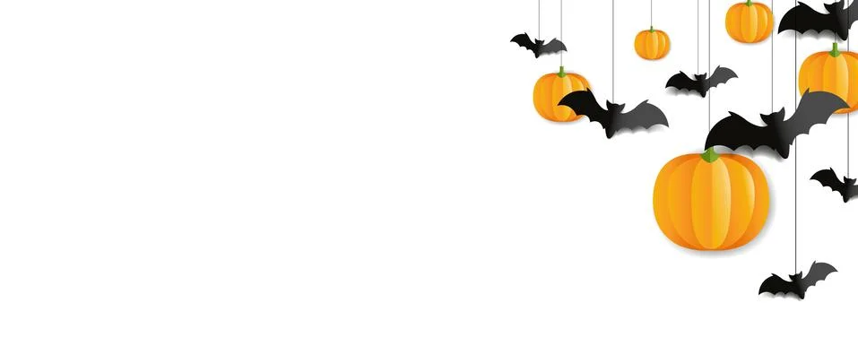 Frame With Bats And Pumpkins Isolate White Background Stock Illustration