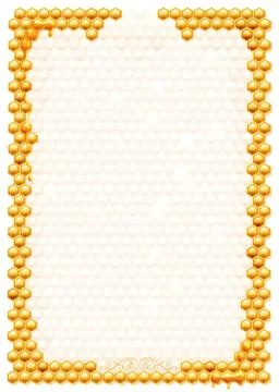 Frame with bee honeycombs Stock Illustration
