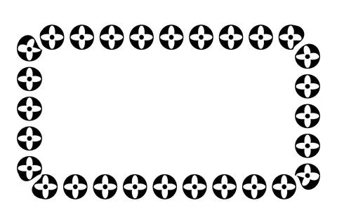Frame black flower rectangle, simple vector isolated on white Illustrazione stock