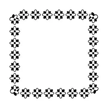 Frame black flower square, simple vector isolated on white Stockillustratie