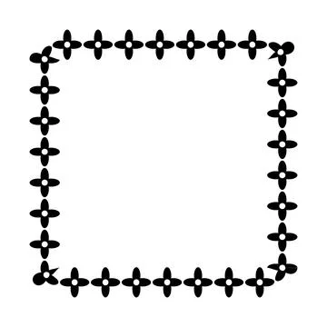 Frame black flower square, simple vector isolated on white Stockillustratie