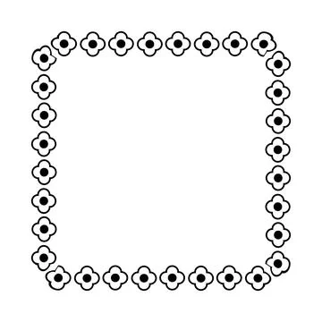 Frame black flower square, simple vector isolated on white Stock-Illustration