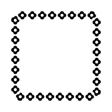 Frame black flower square, simple vector isolated on white Stockillustratie
