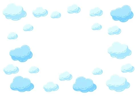 Frame with blue clouds. Cartoon image of overcast sky. Stock Illustration