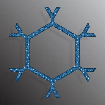 Frame Blue Sequins Snowflake. Glitter, Sparkle. Stock Illustration