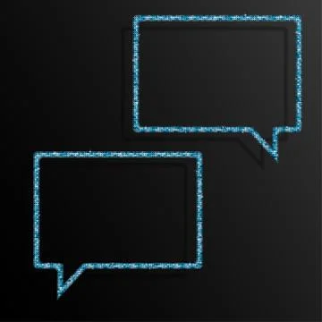 Frame Blue Sequins Speech Bubble. Sparkle, Stars. Stock Illustration