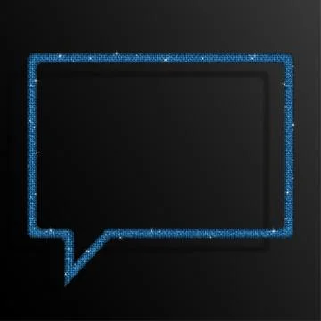 Frame Blue Sequins Speech Bubble. Sparkle, Stars. Stock Illustration