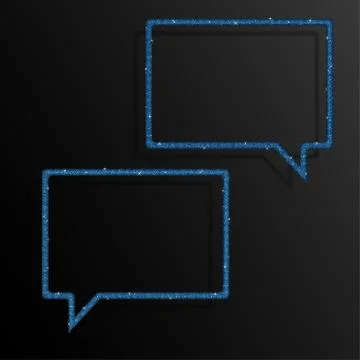 Frame Blue Sequins Speech Bubble. Sparkle, Stars. Stock Illustration