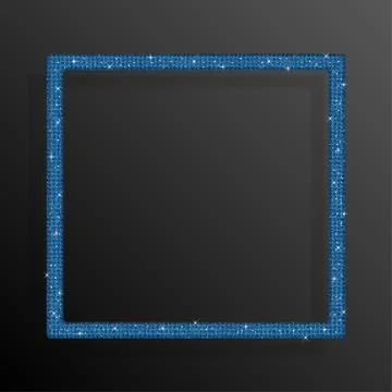 Frame Blue Sequins Square. Glitter, sparkle. Stock Illustration
