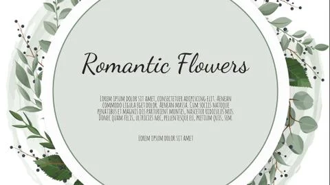 Frame border background. Floral wedding card with rose, anemone and eucalyptus Stock Illustration