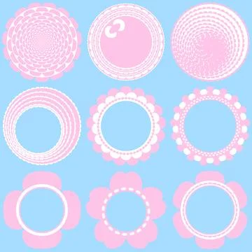 Frame border circle cherry blossom sakura petals cute pink decoration Stock Illustration