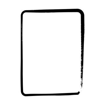 Frame border curved grunge shape icon, vertical rectangle decorative doodle.. イラスト素材
