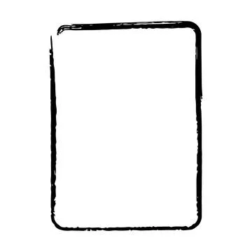 Frame border curved grunge shape icon, vertical rectangle decorative doodle.. イラスト素材