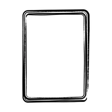 Frame border curved grunge shape icon, vertical rectangle decorative doodle.. Illustrazione stock