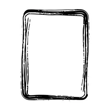 Frame border curved grunge shape icon, vertical rectangle decorative doodle.. 스톡 일러스트