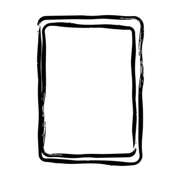 Frame border curved grunge shape icon, vertical rectangle decorative doodle.. Stock Illustration
