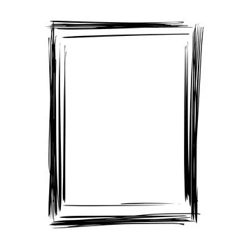 Frame border element, brush stroke grunge shape icon, vertical, rectangle d.. Illustrazione stock