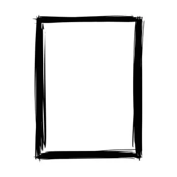 Frame border element, brush stroke grunge shape icon, vertical, rectangle d.. Stock Illustration