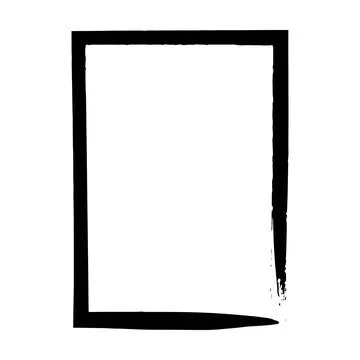 Frame border, grunge shape icon, vertical rectangle decorative doodle eleme.. Illustrazione stock