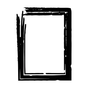 Frame border grunge stroke element, brush shape icon, vertical, rectangle d.. Illustrazione stock