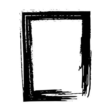 Frame border grunge stroke element, brush shape icon, vertical, rectangle d.. Illustrazione stock