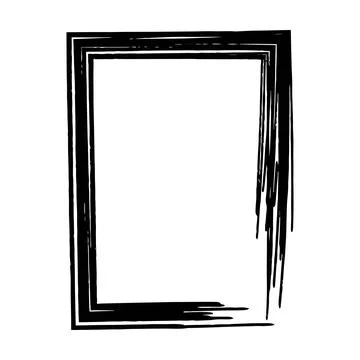Frame border grunge stroke element, brush shape icon, vertical, rectangle d.. Stock Illustration
