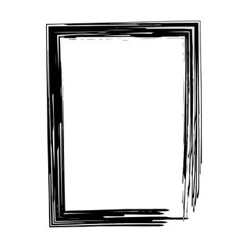 Frame border grunge stroke element, brush shape icon, vertical, rectangle d.. Stock Illustration