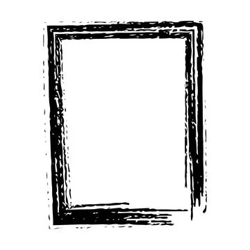 Frame border grunge stroke element, brush shape icon, vertical, rectangle d.. Illustrazione stock