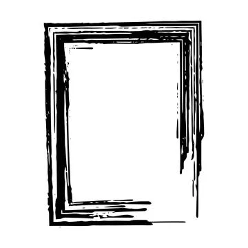 Frame border grunge stroke element, brush shape icon, vertical, rectangle d.. Illustrazione stock