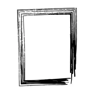 Frame border grunge stroke element, brush shape icon, vertical, rectangle d.. Stock Illustration