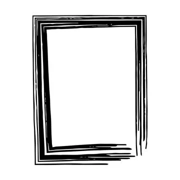 Frame border grunge stroke element, brush shape icon, vertical, rectangle d.. Illustrazione stock