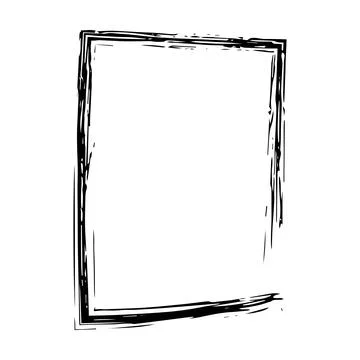 Frame border grunge stroke element, brush shape icon, vertical, rectangle d.. Stock Illustration