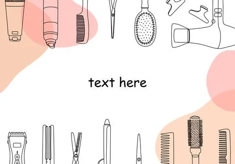 Frame, border of hairdressing tools. Illustrazione stock