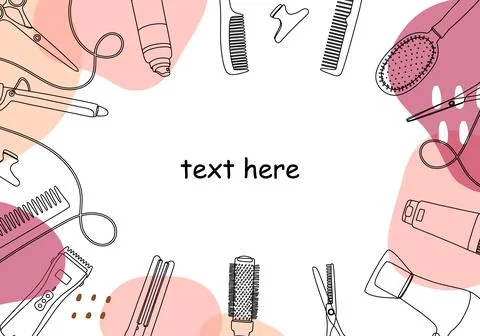 Frame, border of hairdressing tools. Stock Illustration