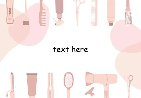 Frame, border of hairdressing tools Illustrazione stock