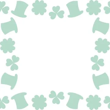 Frame border made of leprechaun hat and Clover leaves Square frame border Copy Illustrazione stock