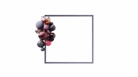Frame, border, with many multicolored spheres , crystals and decoration elements Stock Footage 274574398