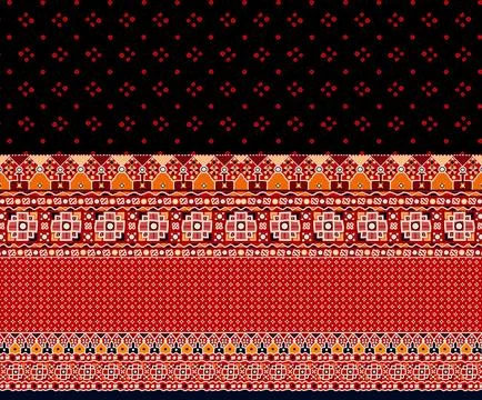 Frame &amp; Border with Red Background in sindhi ajrak style, Vector llustratio.. Illustrazione stock