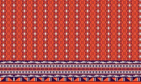 Frame Border with Red Background in sindhi ajrak style, Vector llustration Illustrazione stock
